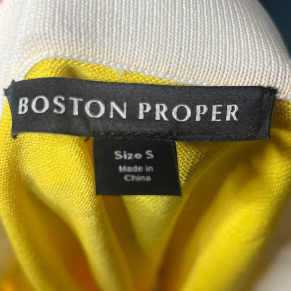 Boston Proper Yellow Off Shoulder Flare Sleeve Colorblock Resortwear Top Size S - Picture 4 of 5